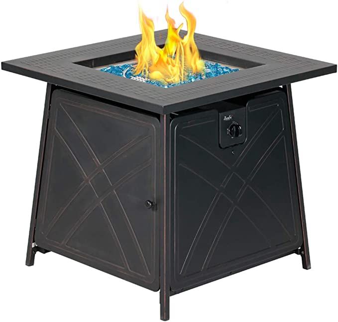 BALI OUTDOORS Gas Fire Pit Table, 28 inch 50,000 BTU Square Outdoor Propane Fire Pit Table with L... | Amazon (US)