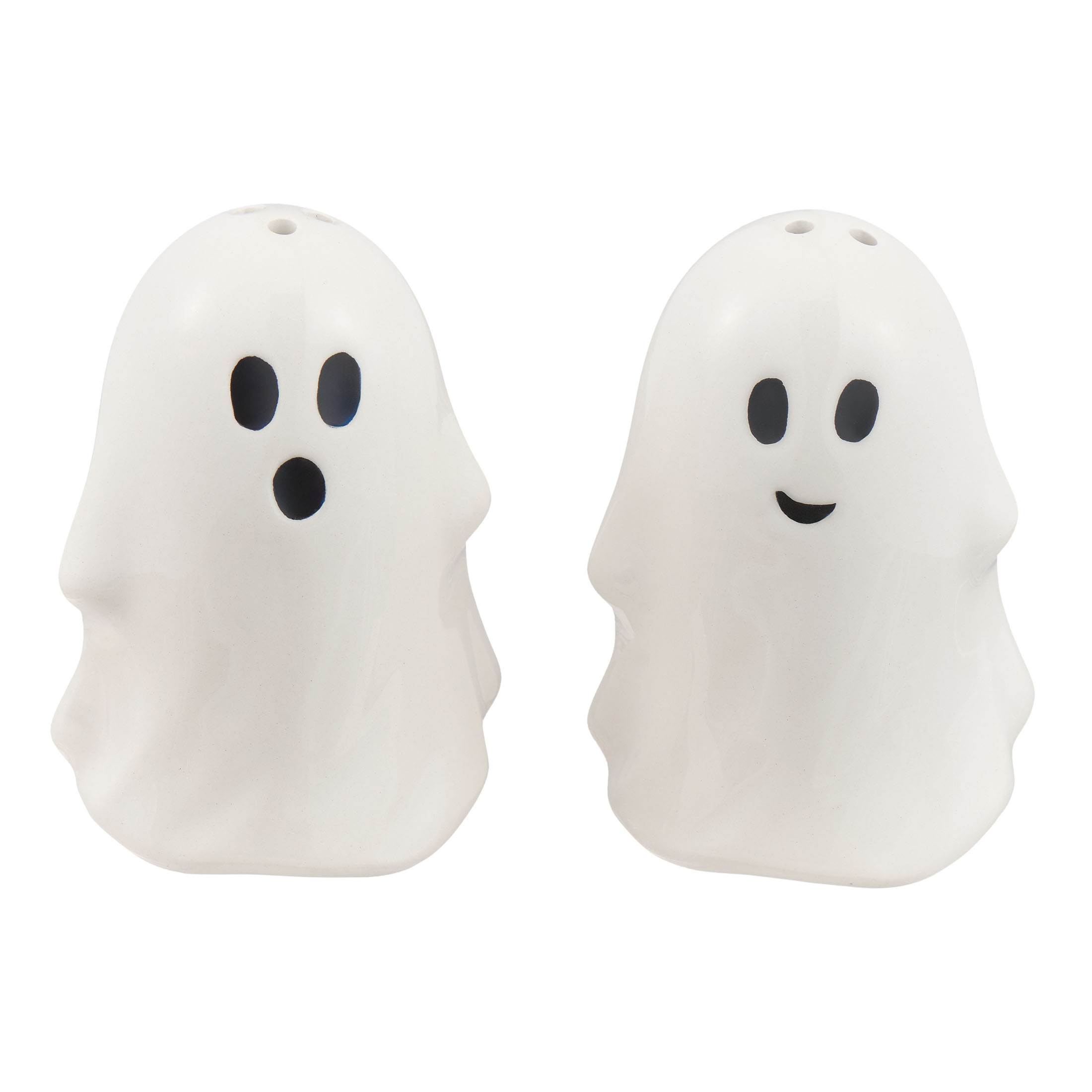 Way to Celebrate White & Black Ghost-Shaped Glazed Ceramic Salt & Pepper Shaker Set - Walmart.com | Walmart (US)
