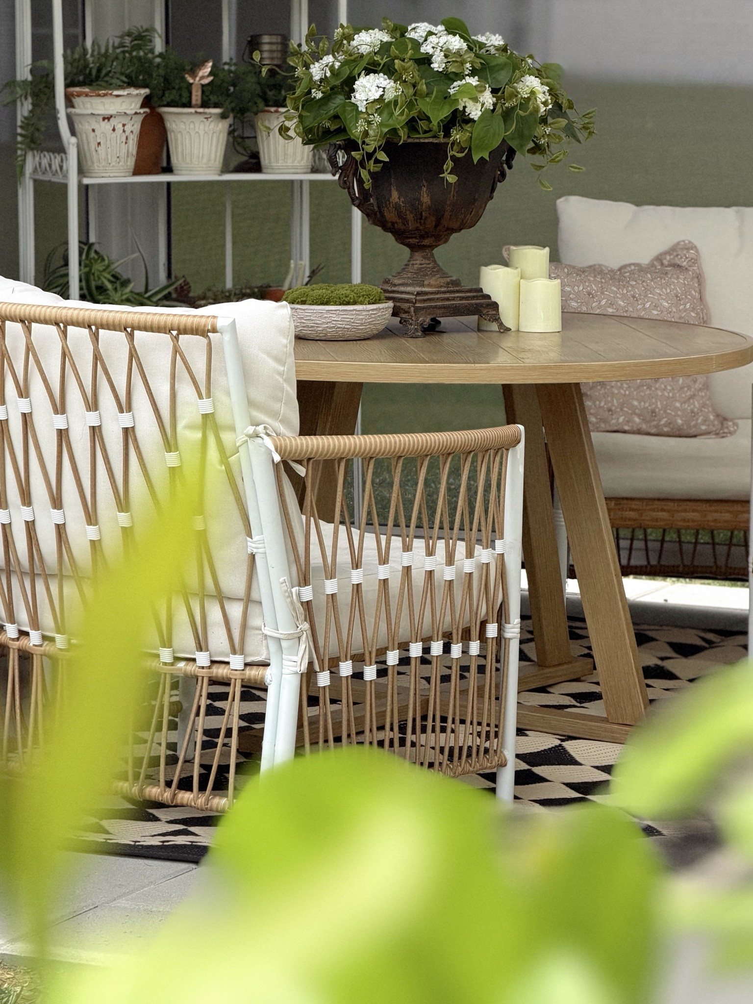 Cozy late spring outdoor dining table & tablescape.

#LTKHome #LTKSeasonal