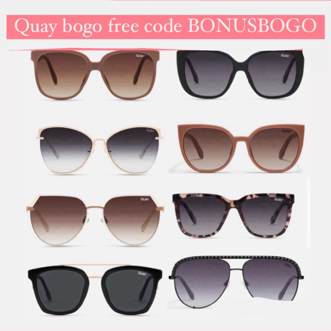 Quay sunglasses bogo free code BONUSBOGO , sunglasses, summer, beach, vacation 

#LTKSwim #LTKFindsUnder50 #LTKSaleAlert
