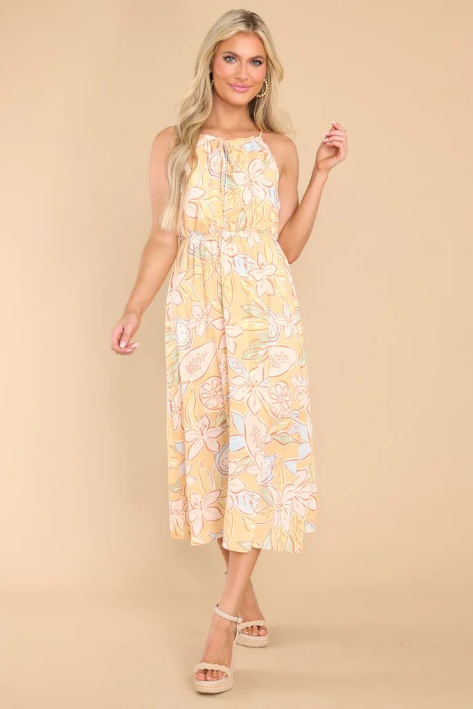 Waiting For Summer Yellow Floral Midi Dress | Red Dress 