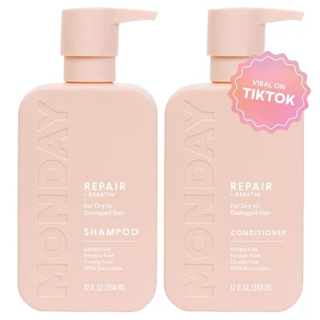 MONDAY HAIRCARE Repair Shampoo and Conditioner Set 12oz for Dry to Damaged Hair Made with Keratin Coconut Oil Shea Butter and Vitamin E | Walmart (US)