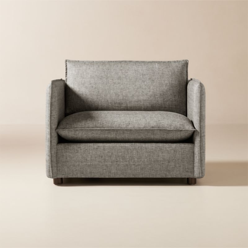 Corroy Charcoal Grey Linen Chair and a Half | CB2 | CB2