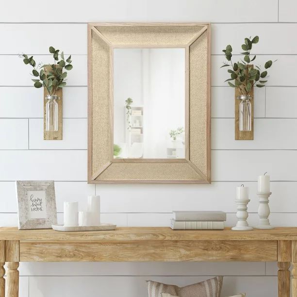 Better Homes & Gardens 18" x 24" Rectangle Woven Rattan Frame Wall Mirror in Natural Color | Walmart (US)
