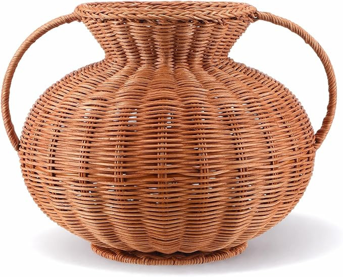 1 Pack Real Rattan Vase Woven Vase for Flower Decorative Wick AER Flower Plant Weave Basket Dark ... | Amazon (US)