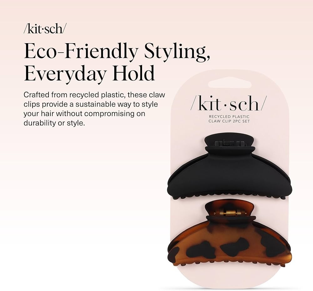 Kitsch Medium Hair Clips for Women, Strong Hold, Recycled Plastic Claw Clips for Thick Hair | Gre... | Amazon (US)