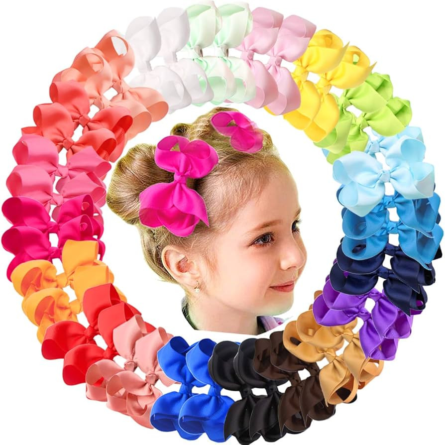 JOYOYO 40Pcs 4.5" Hair Bows Alligator Clips, Grosgrain Ribbon Girls Bows Clips Barrettes Hair Acc... | Amazon (US)