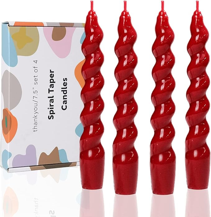 Velas cónicas en espiral color burdeos, sin perfume, sin goteo, perfectas como velas de cena y v... | Amazon (US)