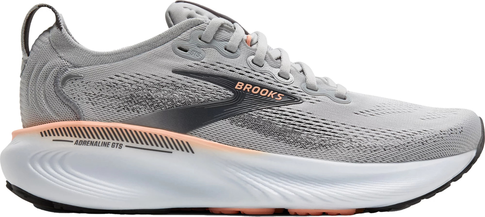 Brooks Women's Adrenaline GTS 25 Running Shoes, 8.5 W, Grey/Pearl | DICK'S Sporting Goods