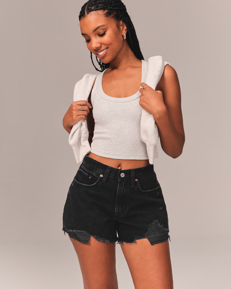 Curve Love Mid Rise Boyfriend Shorts | Abercrombie & Fitch (US)