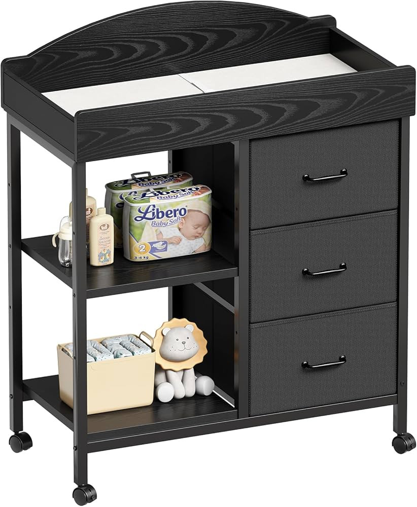 Changing Table Dresser, Baby Dresser with 3 Drawers and 2 Shelves, Multi-Functional Baby Changing... | Amazon (US)