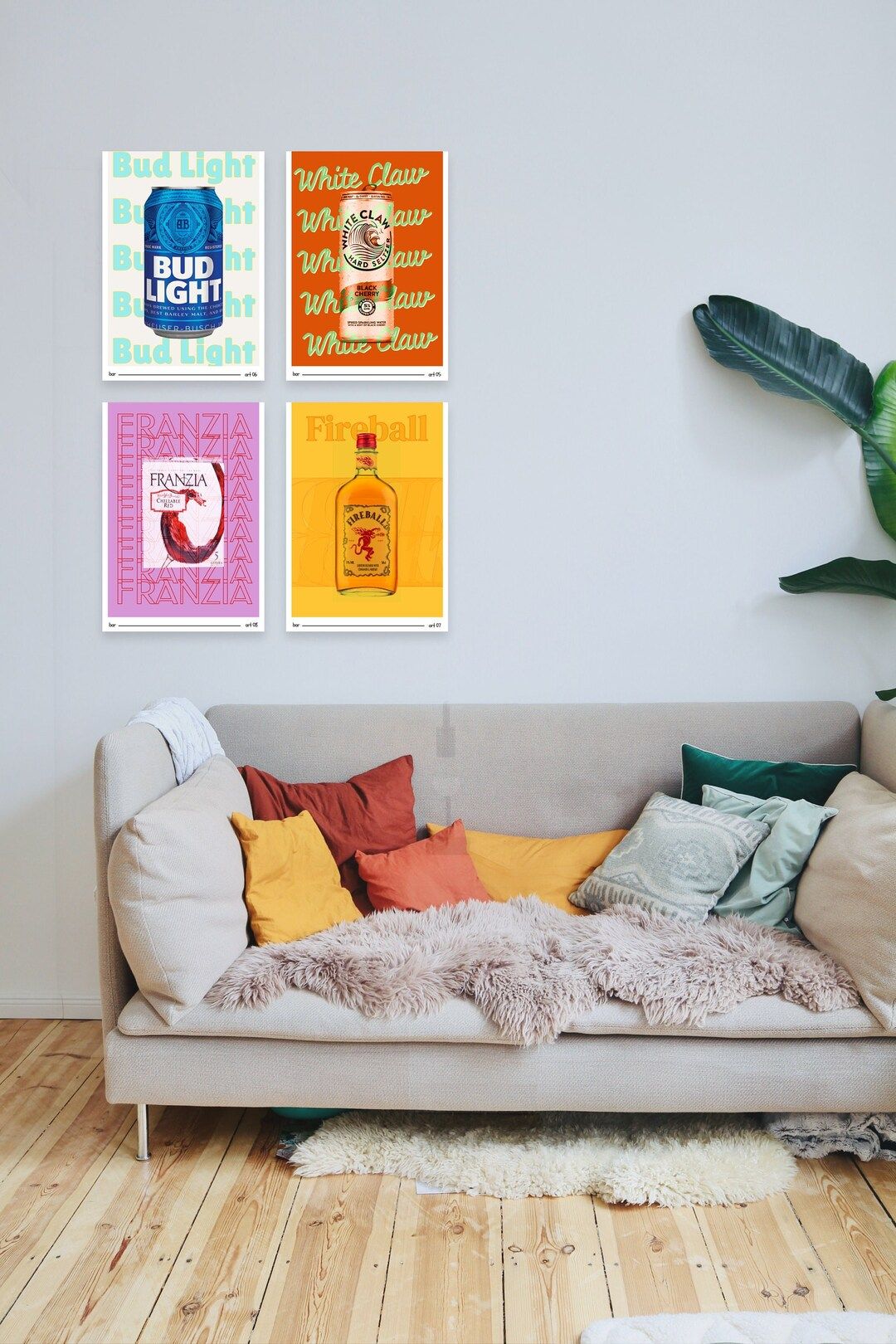 Fun Alcohol Posters Set of 4 College Prints Wall Gallery - Etsy | Etsy (US)