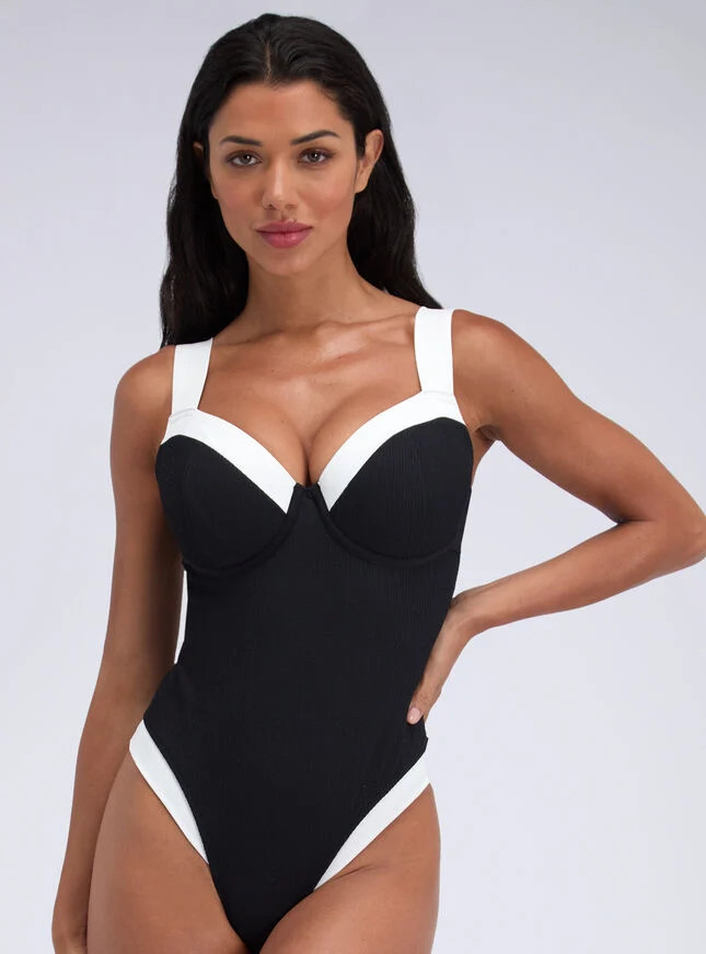 Rivoli monochrome swimsuit - Black Mix | Boux Avenue (UK)