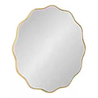 Viona 26.00 in. H x 26.00 in. W Scalloped MDF Framed Gold Mirror | The Home Depot