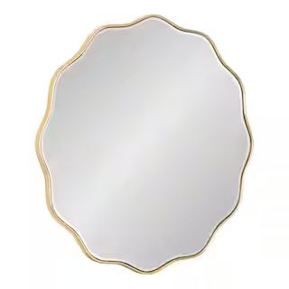 Viona 26.00 in. H x 26.00 in. W Scalloped MDF Framed Gold Mirror | The Home Depot