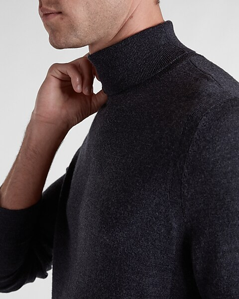 Solid Merino Wool Turtleneck Sweater | Express