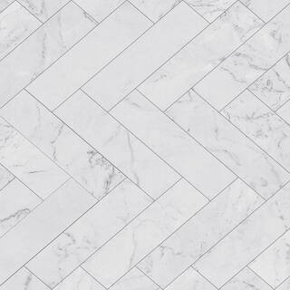 Fablon 157.48 in. x 17.71 in. Off-White Marble Tiles Adhesive Film (Set of 2) | The Home Depot