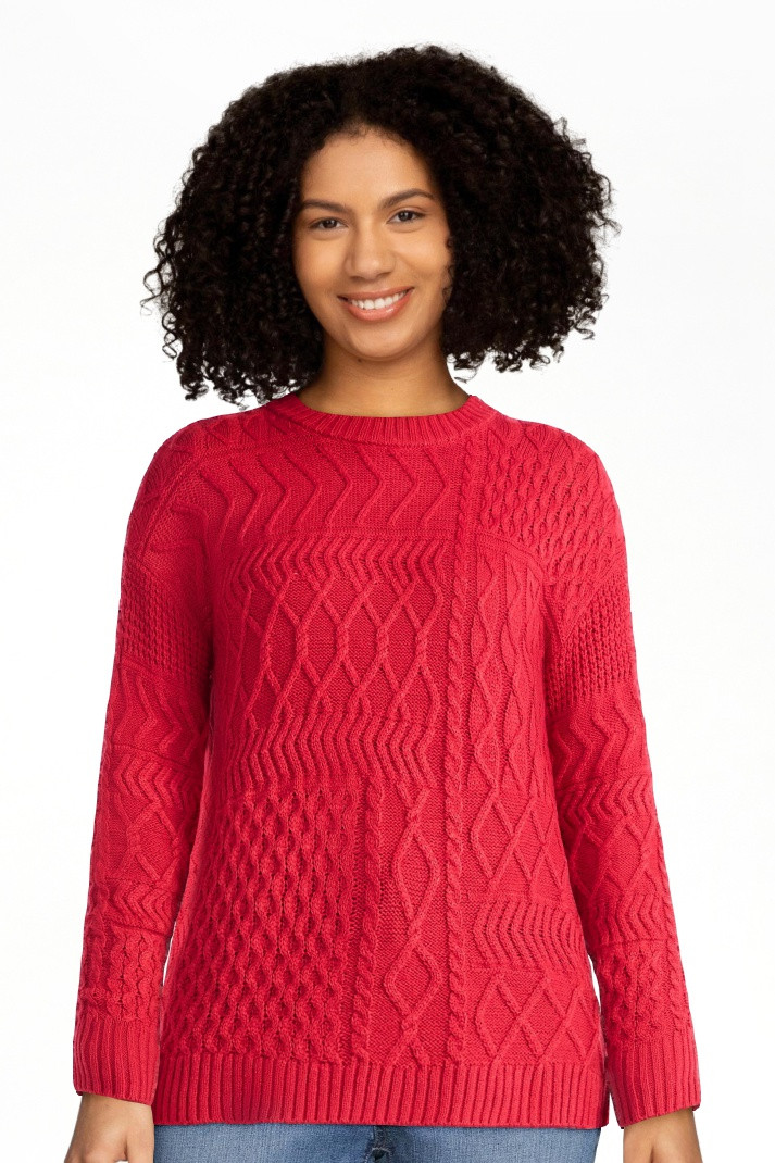 Time and Tru Women’s and Women’s Plus Mixed Stitch Sweater, Midweight, Sizes XS-4X - Walmart.... | Walmart (US)