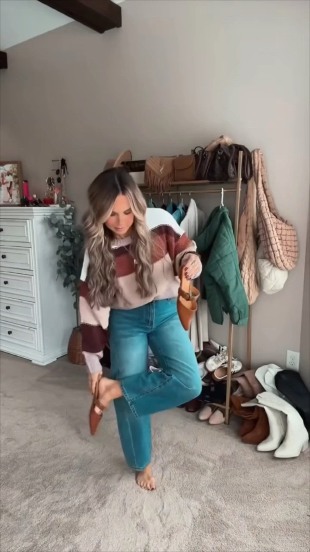 Color blocking has always been my favorite no matter the season but I especially love it during the Fall on cozy sweaters! This is one of my favorite colorblocked sweater that comes in so many great color options! I’m 5’6 wearing size medium striped sweater, paired with barrel jeans, and a new favorite textured crescent shaped bag. 

 #LTKootd #LTKStyleTip #LTKShoeCrush