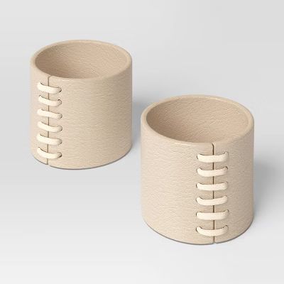 2pc Faux Leather Napkin Rings Beige - Threshold™ | Target