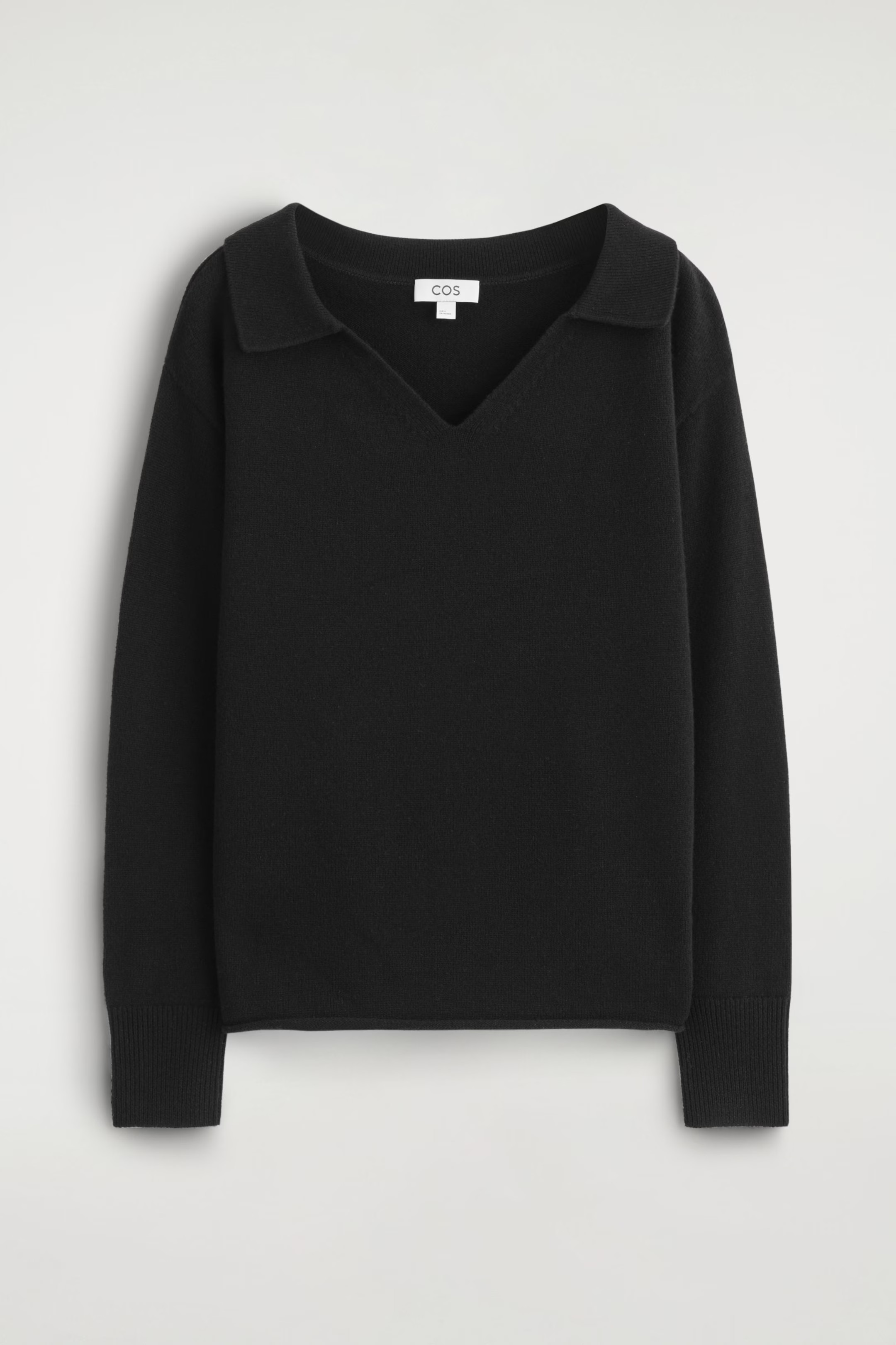 MERINO WOOL POLO JUMPER - BLACK | COS GB | COS UK