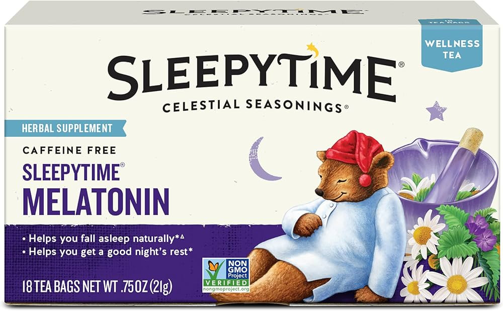 Celestial Seasonings Sleepytime Wellness Tea Plus Melatonin, Caffeine Free, 18 Tea Bags Box | Amazon (US)