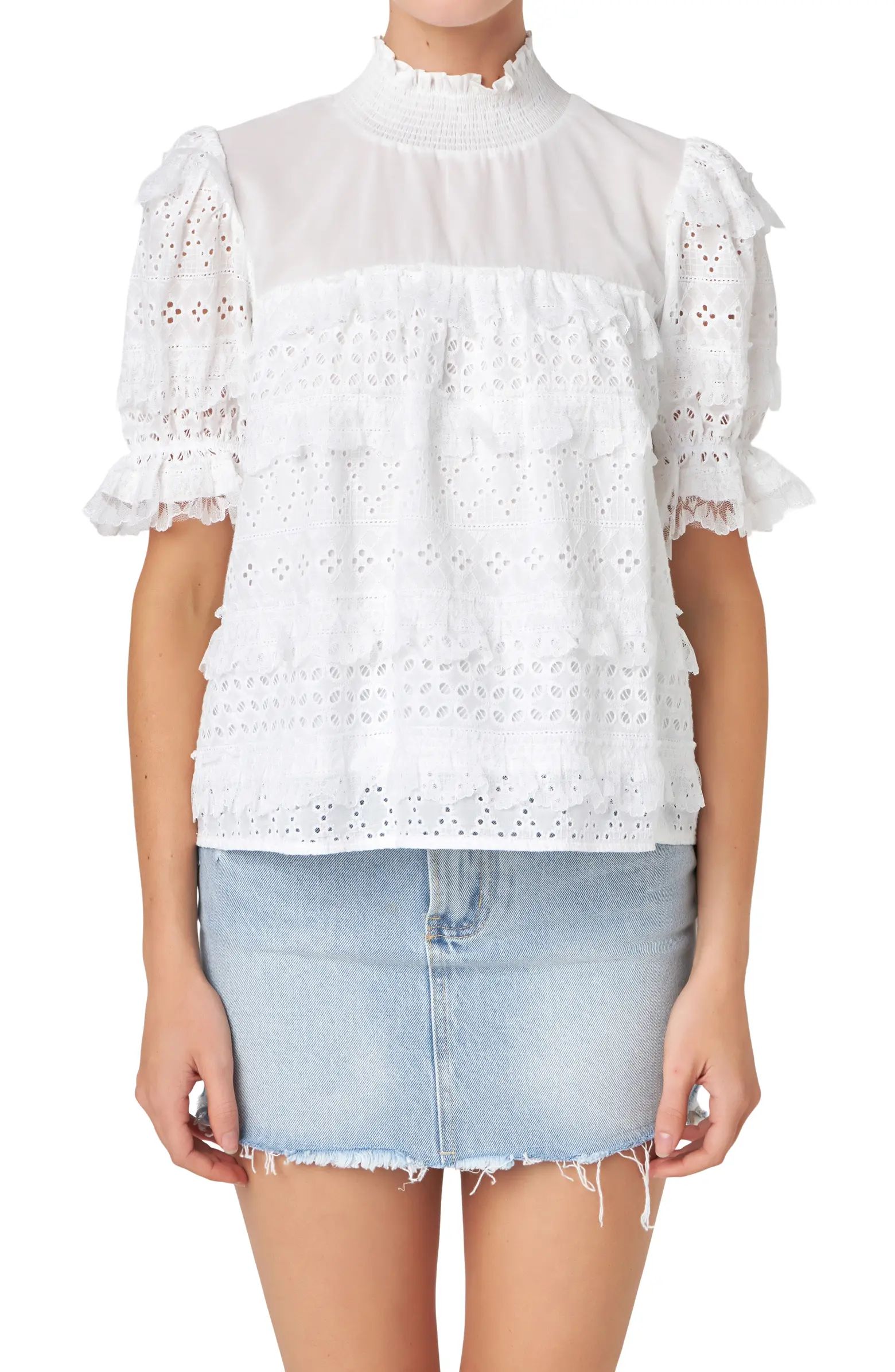 Eyelet Lace Babydoll Top | Nordstrom