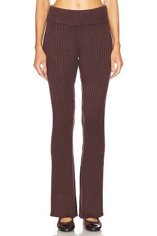 GUIZIO Thalia Rib Pants in Chocolate from Revolve.com | Revolve Clothing (Global)