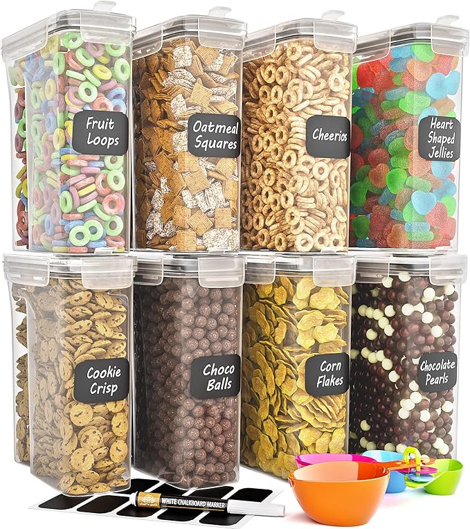 Cereal Containers Storage Set of 8 (101.4oz) - Premium Airtight Food Storage Containers for Kitch... | Amazon (US)