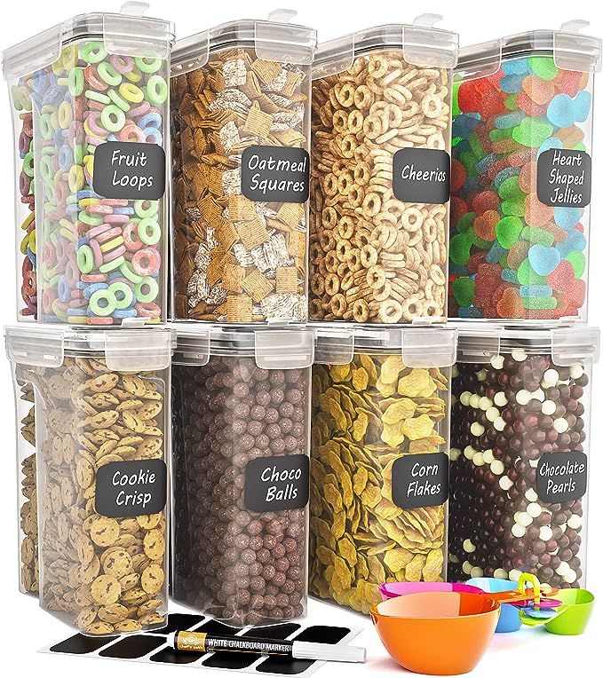 Cereal Containers Storage Set of 8 (101.4oz) - Premium Airtight Food Storage Containers for Kitch... | Amazon (US)