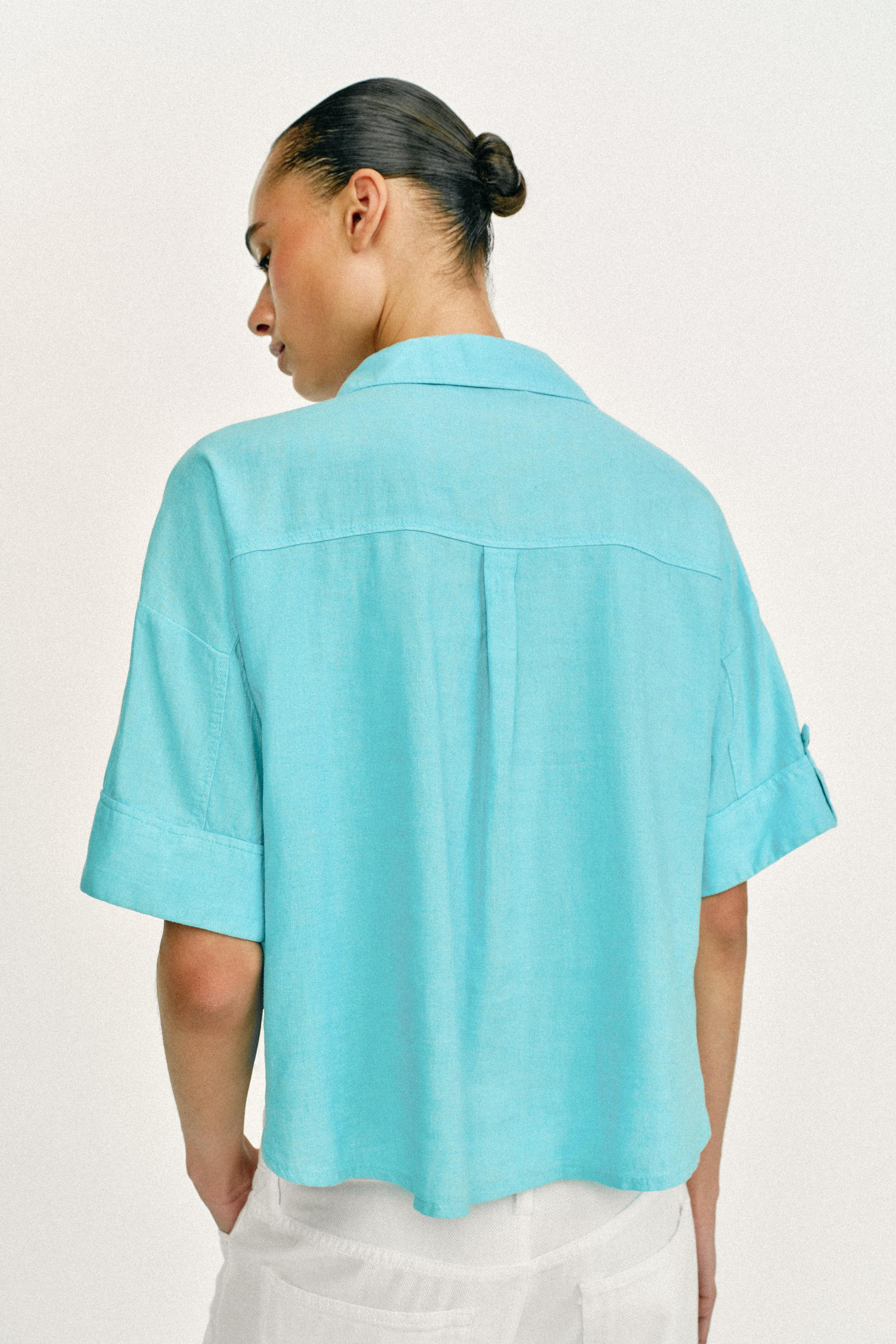 LINEN BLEND SHORT SHIRT | Zara US