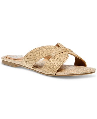 DV Dolce Vita Women's Geeya Raffia Criss Cross Strap Flat Slide Sandals - Macy's | Macy's