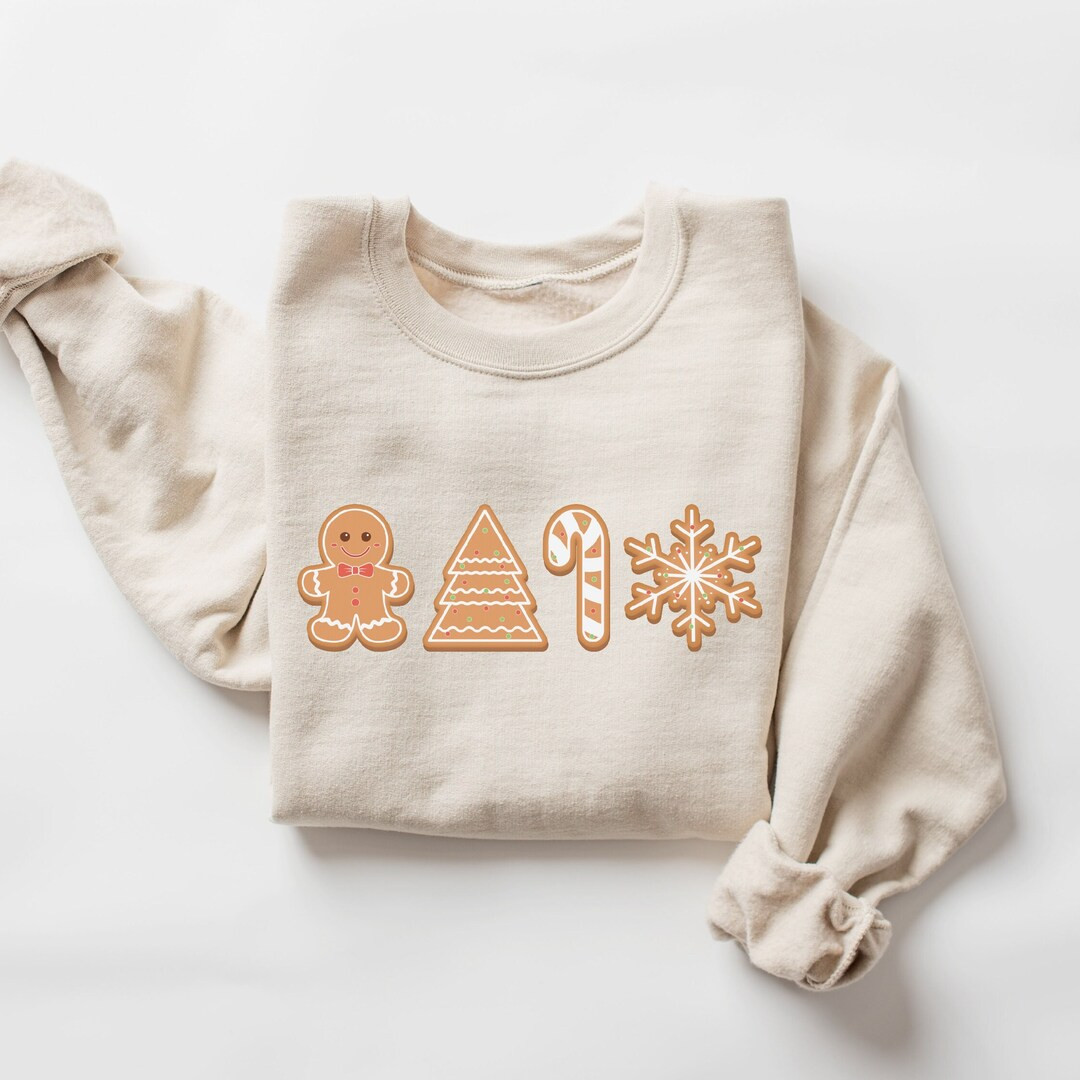 Retro Gingerbread Cookies Sweatshirt Womens Christmas - Etsy | Etsy (US)