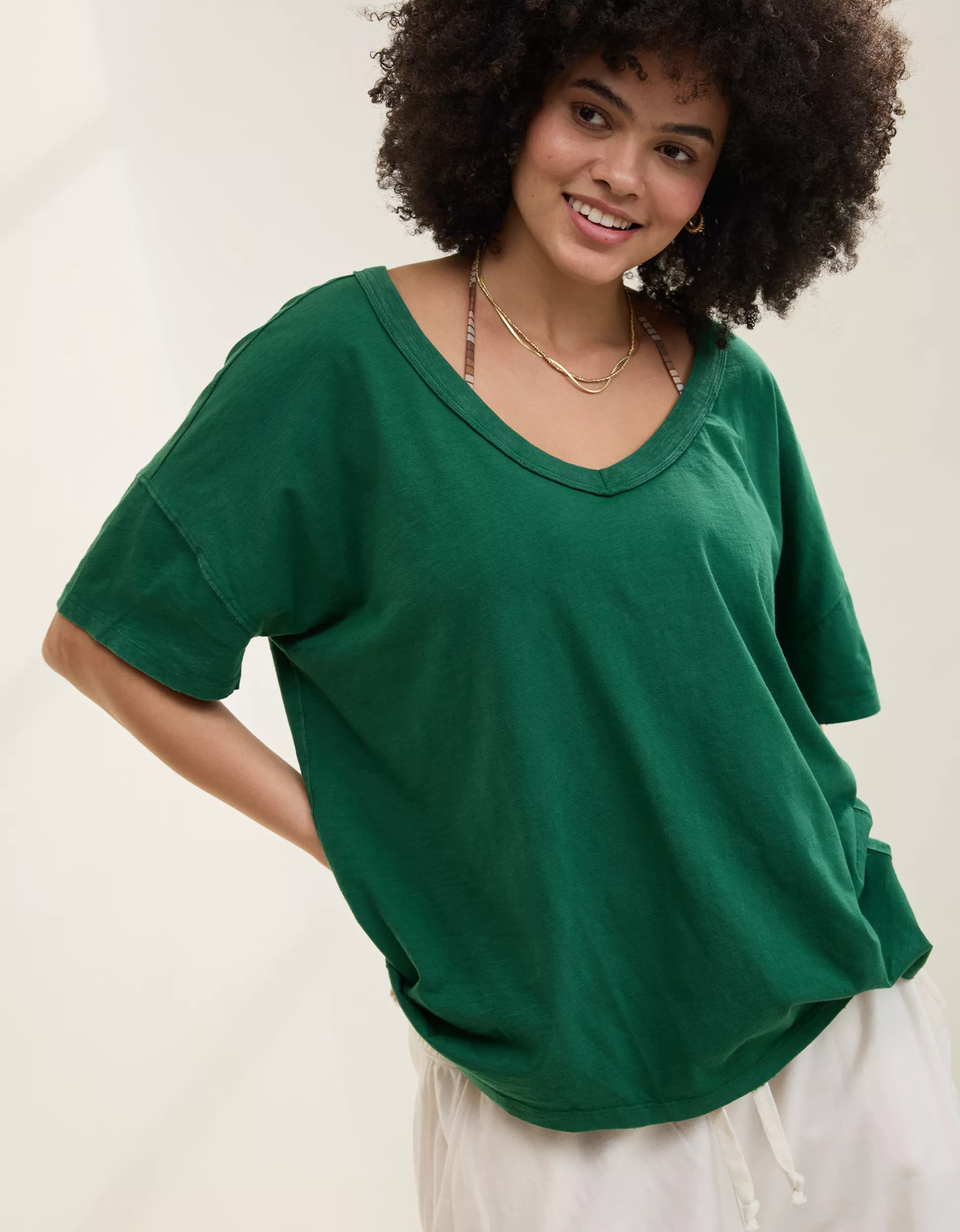 Aerie Oversized V-Neck Boyfriend T-Shirt | Aerie