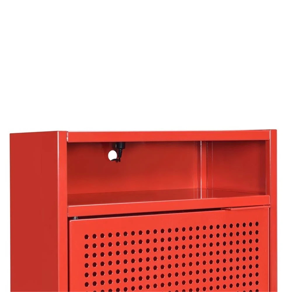 Home Square 2 Piece Metal Nightstand Set with USB Port in Red | Walmart (US)