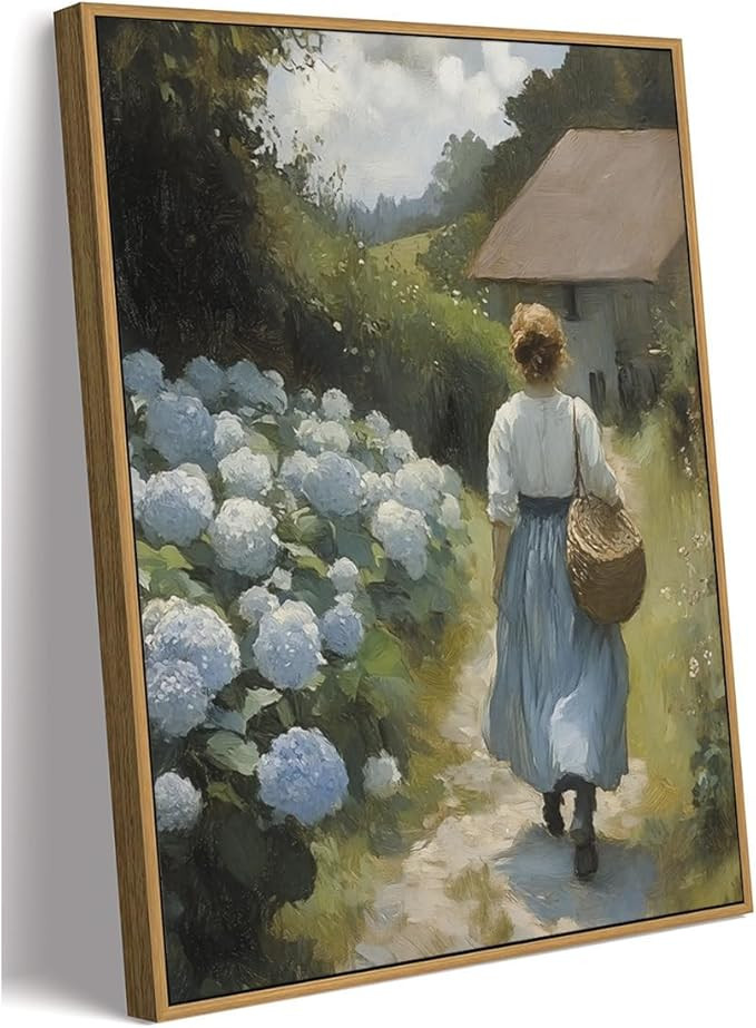 MTFBWY Vintage Blue Hydrangea Wall Art, Framed French Country Floral Canvas Prints, Botanical Flo... | Amazon (US)