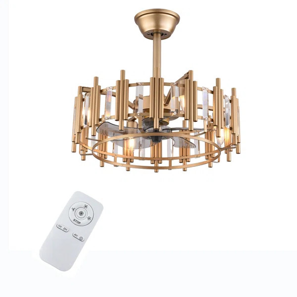 20'''' 5 - Blade Caged Semi-Flush Mount Fan With Remote Control | Wayfair Professional