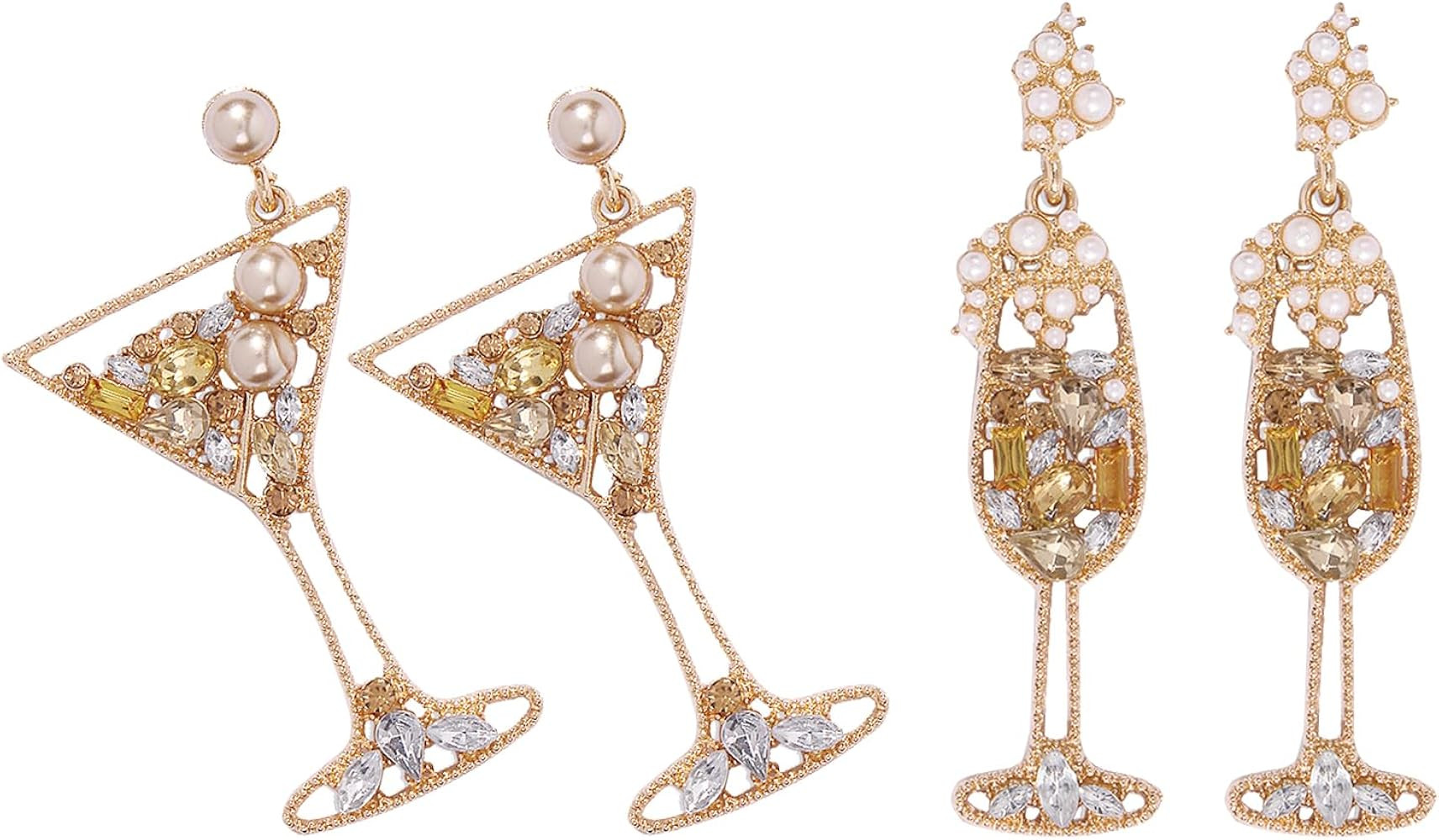 Martini Earrings for Women Cute Dangle Earrings Trendy Fun Statement Cocktail Earrings Martini Wi... | Amazon (US)