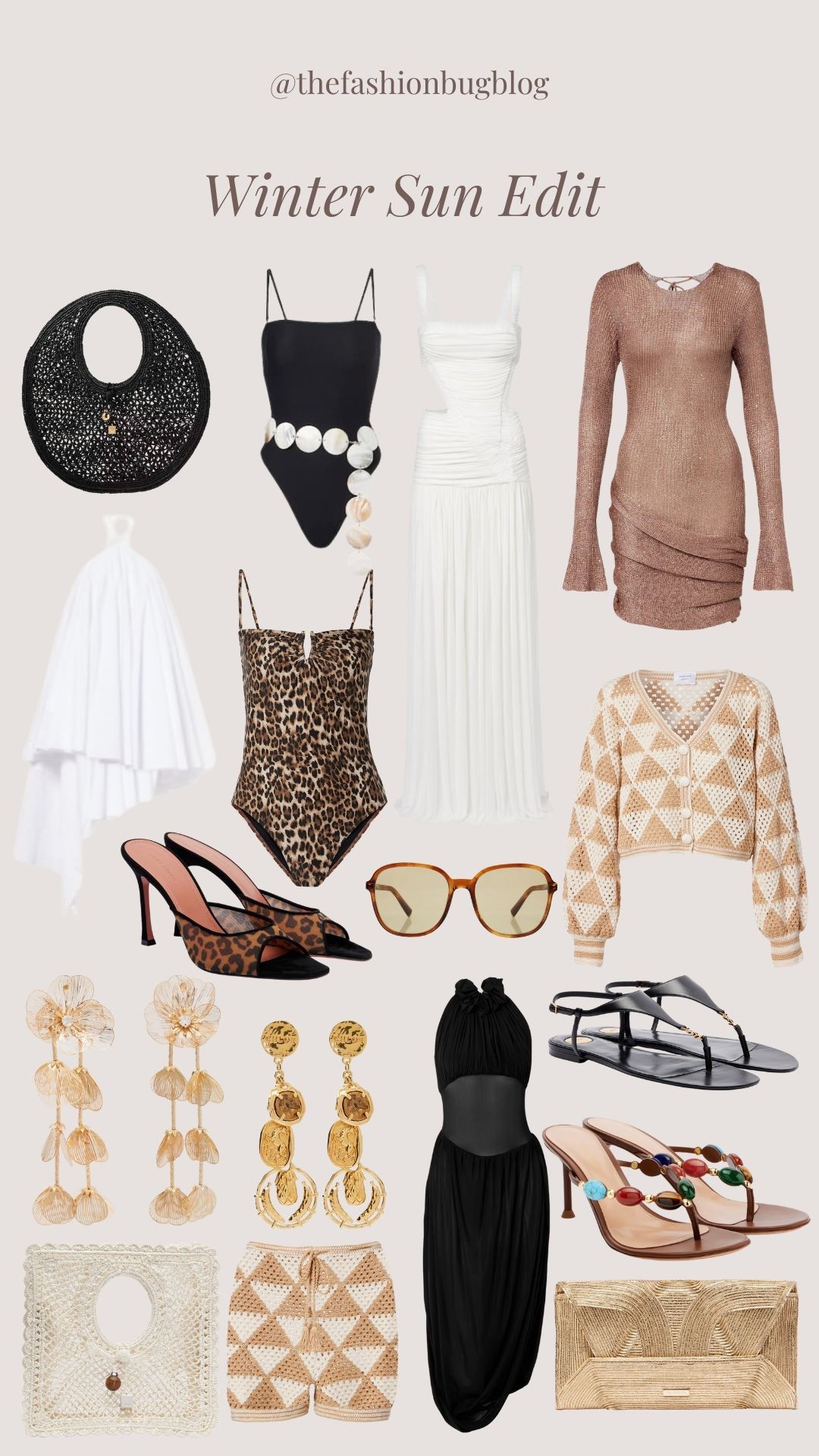 Winter sun beach holiday edit beachwear gold 