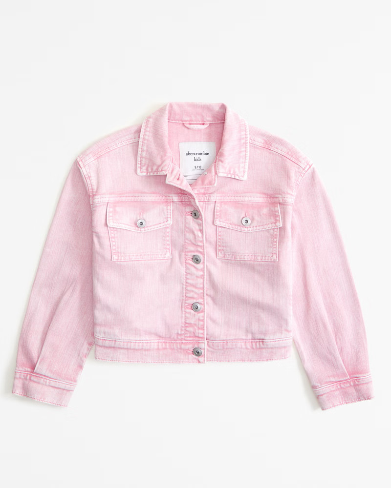 girls cropped denim jacket | girls | Abercrombie.com | Abercrombie & Fitch (US)