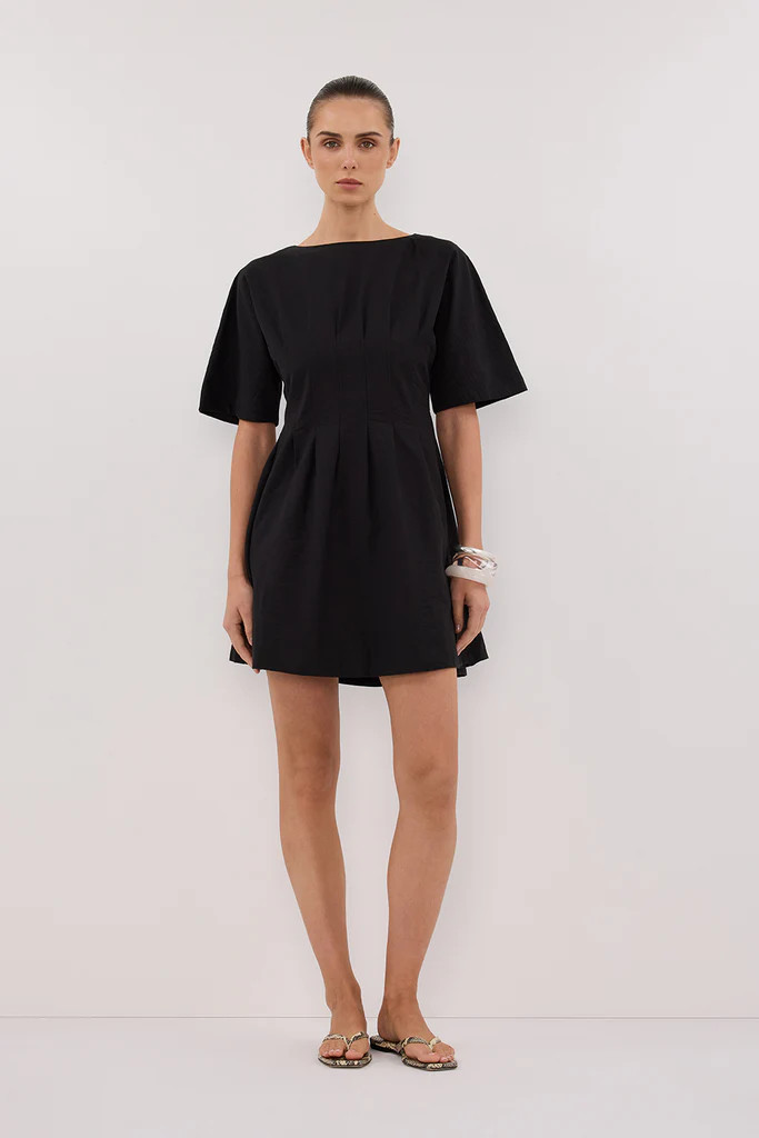 DAPHNE BLACK SLEEVED MINI DRESS | DISSH