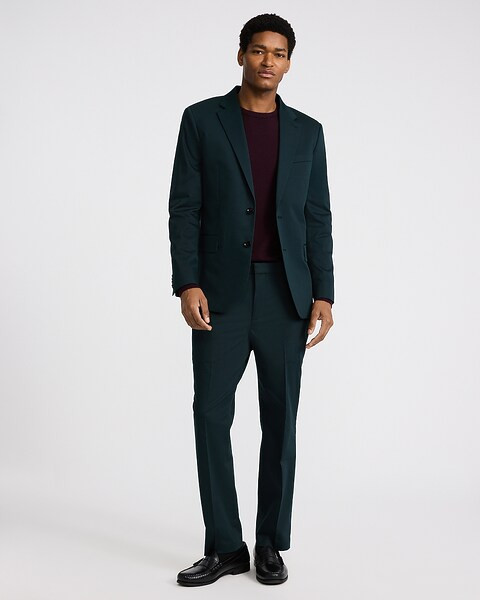 Slim Dark Green Cotton-blend Suit | Express | Express