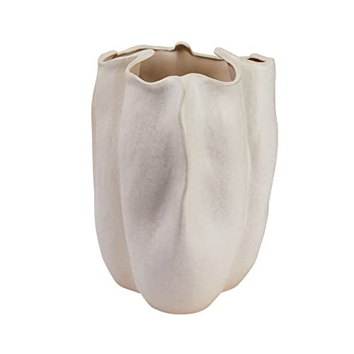 Bloomingville Decorative Organically Shaped Stoneware Vase, Matte Cream | Amazon (US)