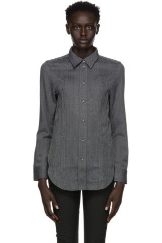 Grey Wool Slim Shirt | SSENSE