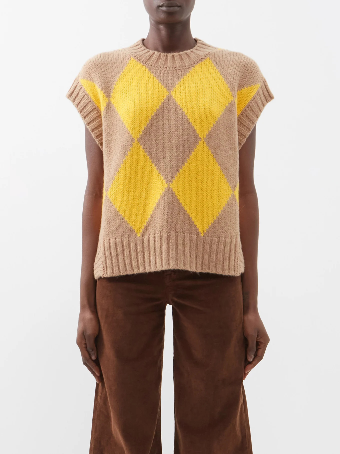 Sleeveless argyle cable-knit sweater | Matches (UK)