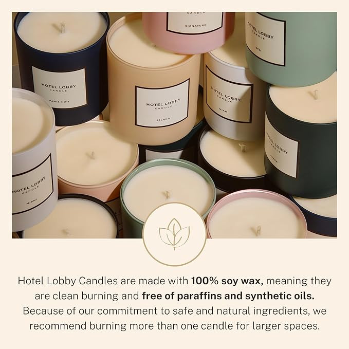 Hotel Lobby Blue Skies Candle – Luxury Hand-Poured 9.75oz Soy Wax with Champagne, Vintage Leath... | Amazon (US)