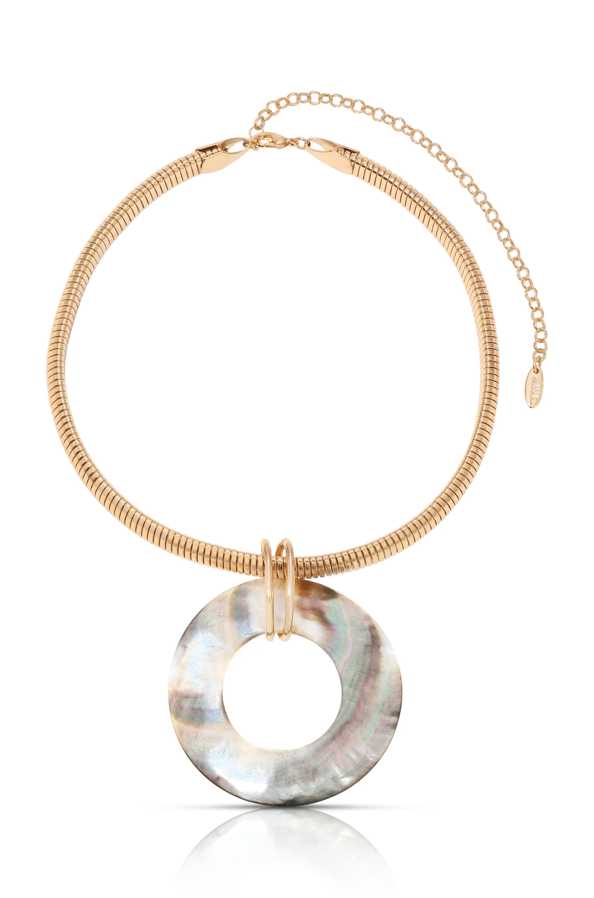 Shell Open Circle Pendant Flex Chain Necklace | Ettika