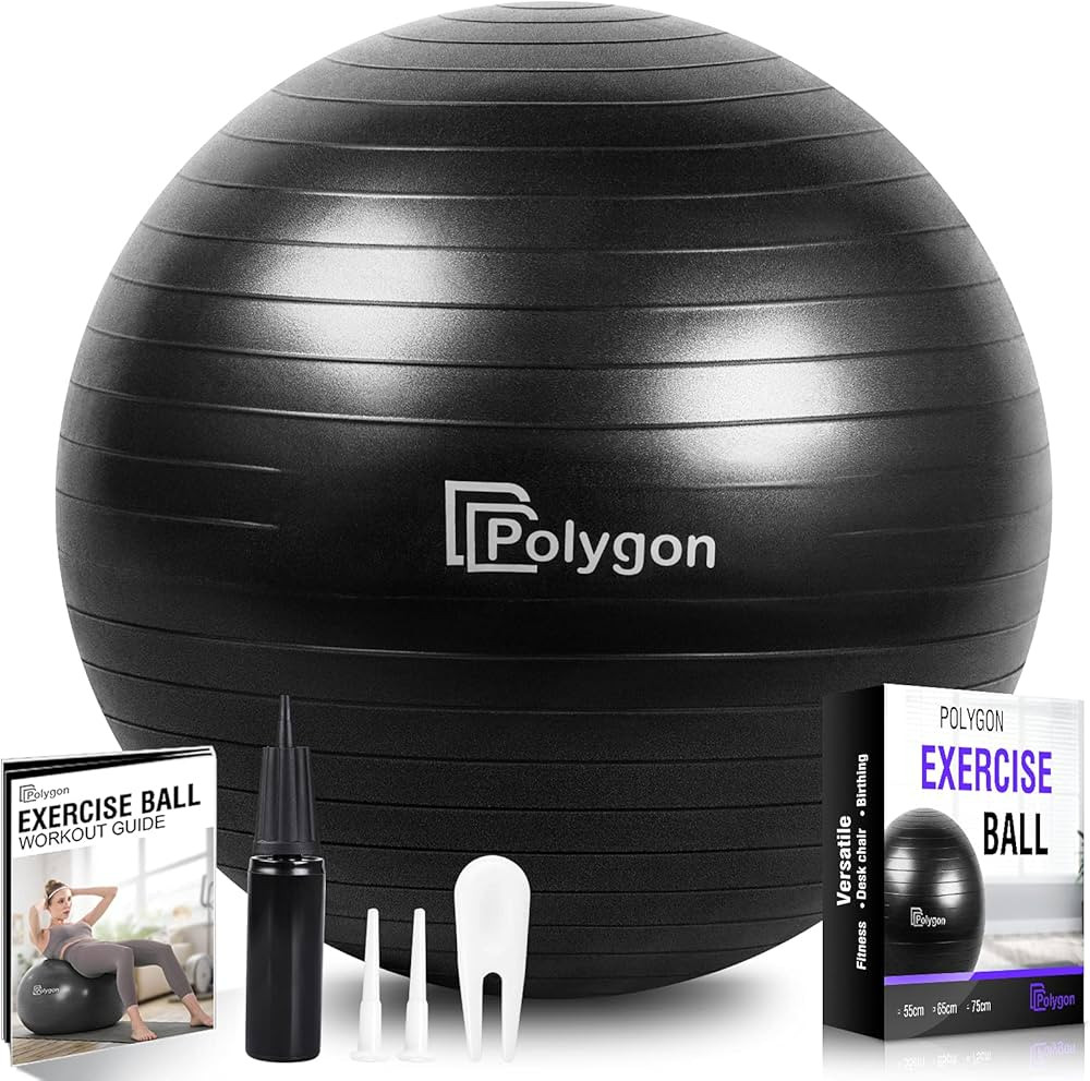 Polygon Exercise Ball, Professional Grade Anti-Burst Balance Ball for Yoga, Birthing, Stability, ... | Amazon (CA)