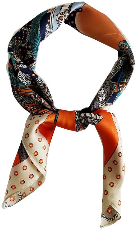 FONYVE Silk Feeling Scarf Medium Square Satin Head Scarf for Women 27.5 × 27.5 inches | Amazon (US)