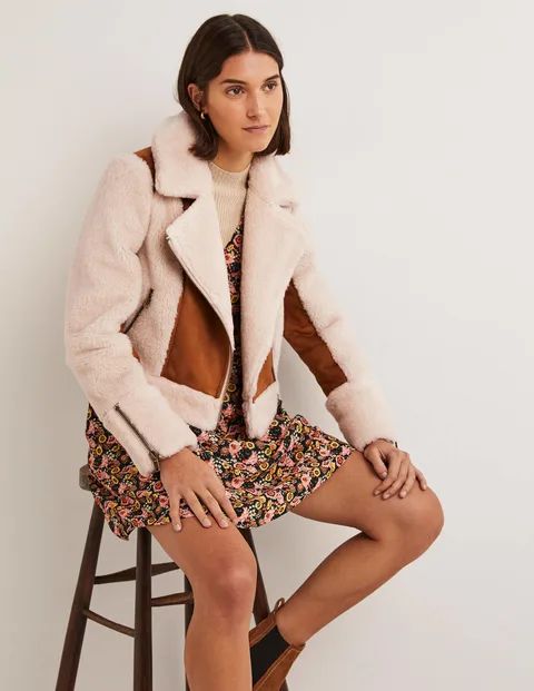 Faux Shearling Biker Jacket | Boden (UK & IE)